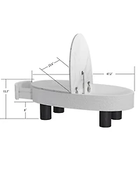 Clihome Oval Faux Marble Coffee Table with Hidden Drawer, Modern Retro End Table with Storage