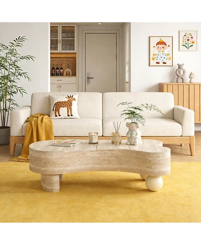 Clihome Irregular Flip Top Coffee Table, Modern Mdf End Table Side Table with Hidden Storage