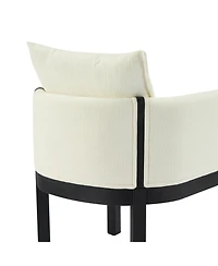 Boyel Living 2-Piece Linen Dining Armchairs, Natural Rubberwood Legs, Modern Farmhouse Kitchen Chairs