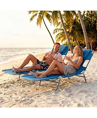 Gymax 2-Pieces Tanning ChairFolding Beach Lounge Chair with 5-Position Adjustable Backrest
