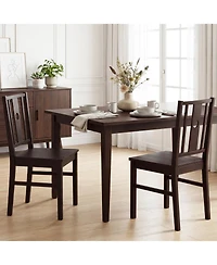 Gymax Dining Chairs Set of 4Solid Rubber Wood Kitchen Chair with Slatted Curved Backrest