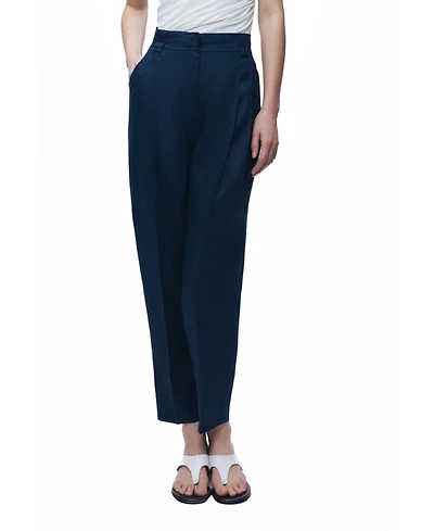 Nocturne Women's High-Rise Pleated-Front Tapered Linen Trousers