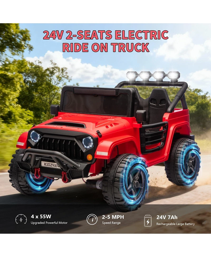 homfan 24V 2-Seater Electric Ride-On Truck with Remote Control, Fits 2, Ages 3–8