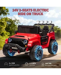 homfan 24V 2-Seater Electric Ride-On Truck with Remote Control, Fits 2, Ages 3–8