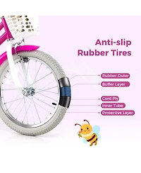 Slickblue 18-Inch Kids Bicycle with Training Wheels and Front Basket, Ages 4-8