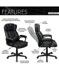 Flynama Ergonomic Executive Faux Leather Office Chair,Diamond-Stitched High Back Chair