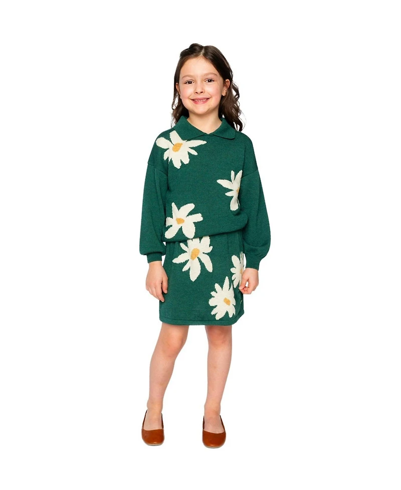 Deux par Deux Little and Big Girl (size 6 to 12 ) Knitted Skirt Jasper Printed