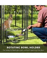 Ruie 8x4x6 ft Outdoor Dog Kennel with Rotating Bowl Holders and Waterproof Cover