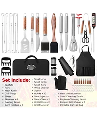 Xdovet Bbq Grill Tools Set Stainless Steel Accessories Kit with Case Apron Injector Claws Mats Gift for Dad Men