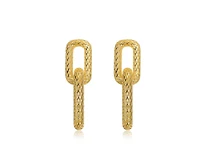 Rachel Glauber Radiant 14K Gold Plated Mesh Rectangular Double Loops Earrings