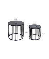 Mondawe 2-Pack Solar Powered Nesting Side Tables with Led Lights