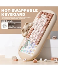 Lisen C68 Kitten Hot-Swappable Wireless Mechanical Keyboard with Milk V1 Switches, Compatible Windows and Mac