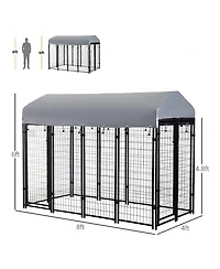 Ruie 8x4x6 ft Outdoor Dog Kennel with Waterproof Roof and Welded Wire Run
