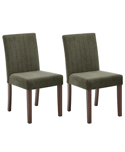 homfan Upholstered Dining Chairs Set of 2, Button Tufted Parsons with Wood Legs and Padded Seat, Modern Fabric