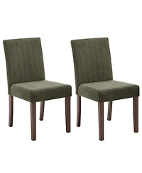 homfan Upholstered Dining Chairs Set of 2, Button Tufted Parsons with Wood Legs and Padded Seat, Modern Fabric