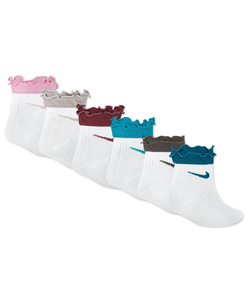 Nike Girls 4-7 Ruffle Detail Ankle Socks, 6-Pack