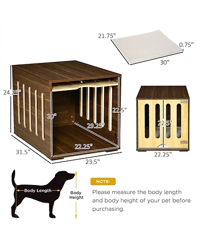 Ruie Furniture Style Dog Crate End Table with Cushioned Bed and Safety Lock