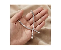 Genevive Brilliant White Gold Plated Sterling Silver Cz Twist Necklace