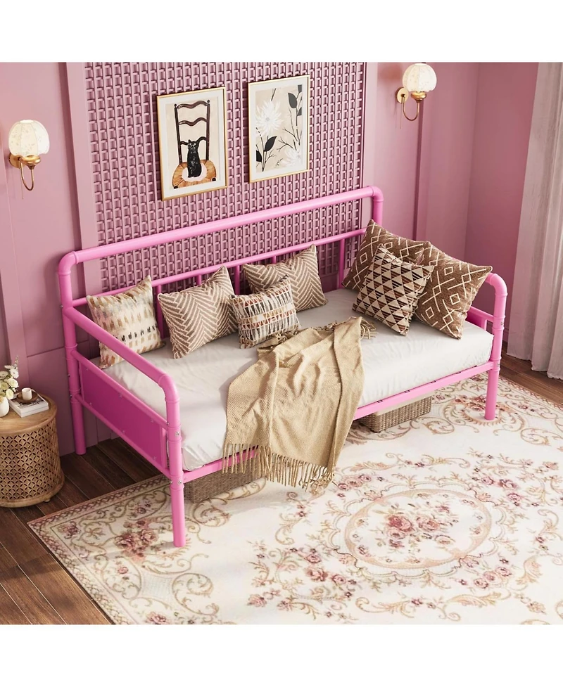 gaomon Metal Daybed Frame Twin Size, Industrial Sofa Bed with Iron Frame, Heavy Duty for Living Room, Office, or Guest Room