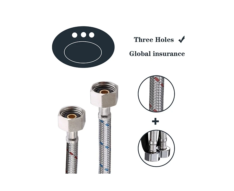 Busdays 2 Handle 4 Inch Brushed Nickel Bathroom Faucet Vanity Sink Faucet with Pop Up Drain and Supply Hoses