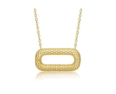 Rachel Glauber Unique 14K Gold Plated Woven Mesh Rectangular Necklace