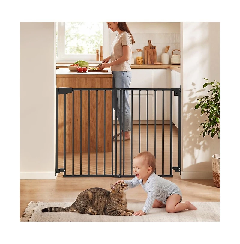 Ruie One Handed Dog Gate for Stairs 30 in High and 28 to 43 in Wide