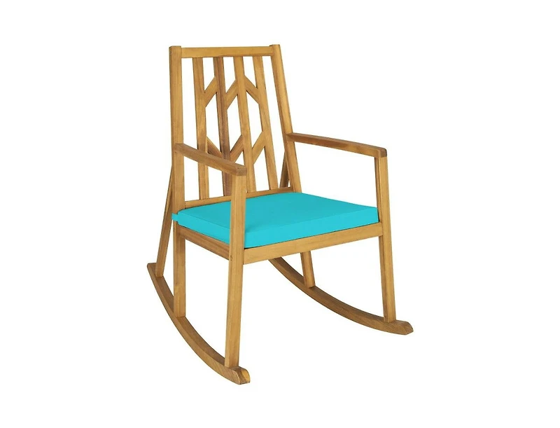 Lucky One Patio Acacia Wood Rocking Chair with Cushion Armrests Outdoor Sofa