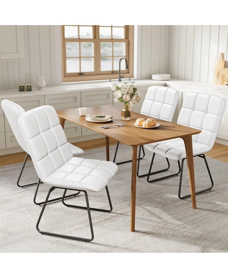 Faux Leather Dining Chairs Set of 4, High-Resilience Foam, Upholstered Dining Room Chairs with Metal Frame, Modern Style, for Kitchen, Living Room