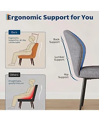 homfan Linen Dining Chairs Set of 4, Modern Fabric Upholstered Kitchen Side Chairs with Metal Pegs, For Kitchen, Dining Room, Living Room