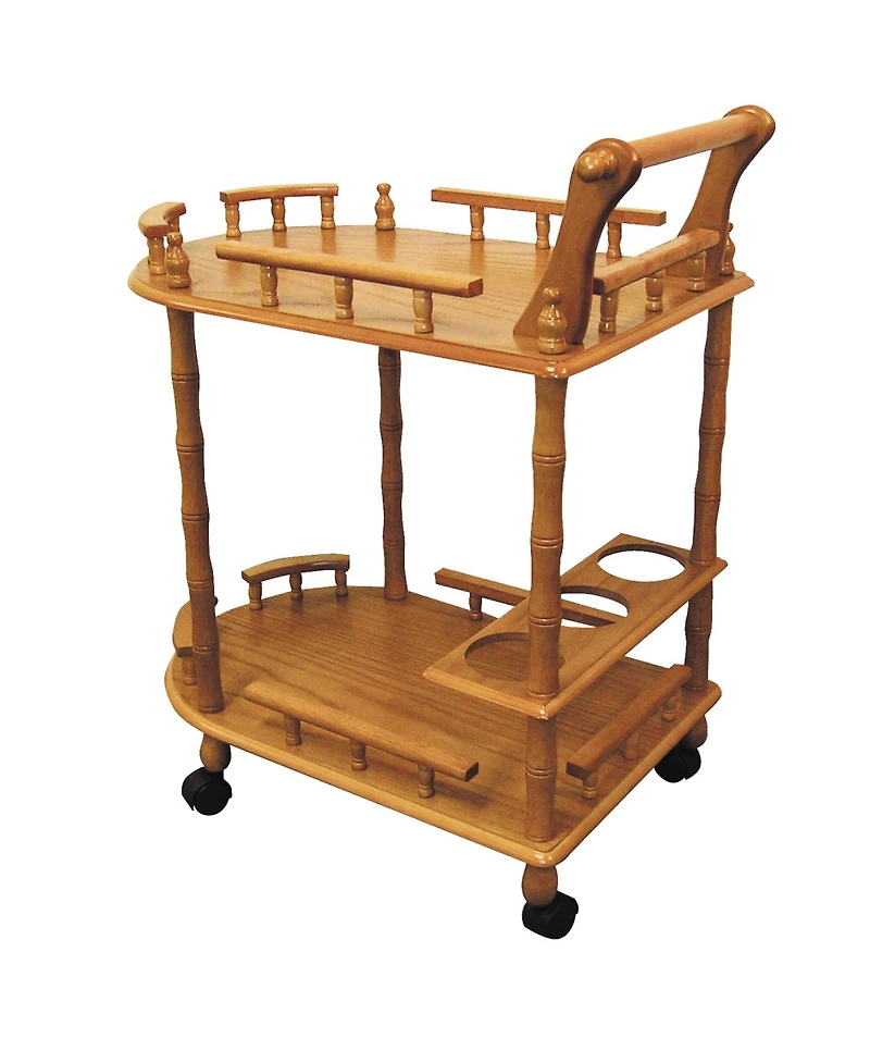 HomeRoots 24" Wood Rolling Bar Cart with Wine Storage
