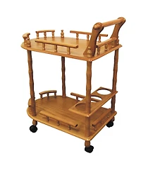 HomeRoots 24" Wood Rolling Bar Cart with Wine Storage