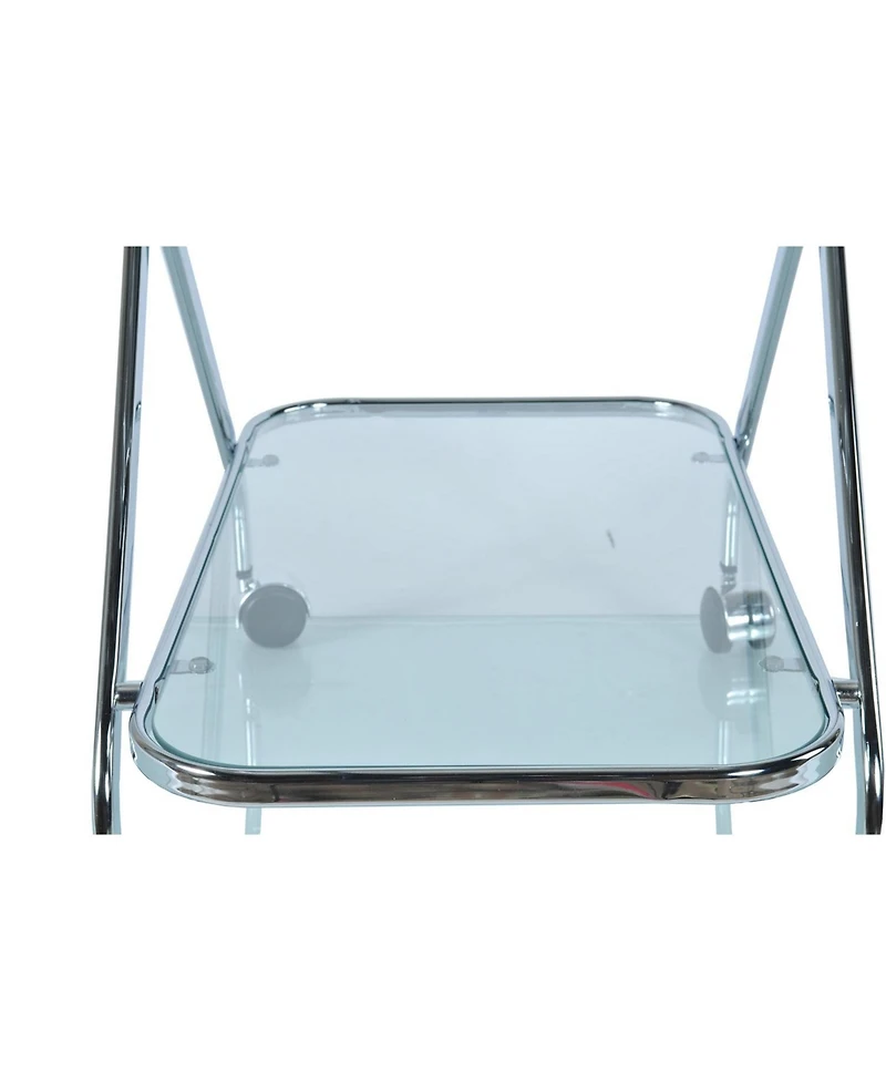 HomeRoots 26" Metal and Glass Rolling Bar Cart