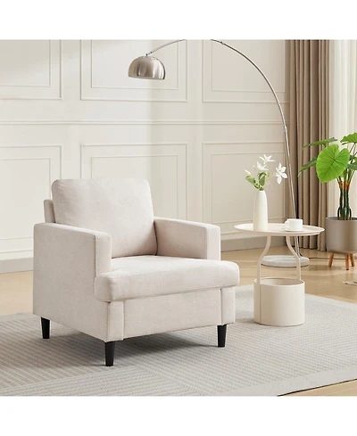 homfan Accent Chair – Mid-Century Modern Lounge Armchair with Linen Upholstery, Thick Cushion and Sturdy Legs – Comfortable Seating