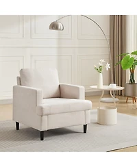 homfan Accent Chair – Mid-Century Modern Lounge Armchair with Linen Upholstery, Thick Cushion and Sturdy Legs – Comfortable Seating