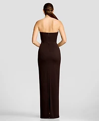 Dress the Population Women's Contrast Strapless Rosette Column Gown