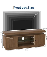 homfan Tv Stand for TVs Up to 65" – 63" Mid Century Entertainment Center with Power Outlets and Adjustable Shelf for Living Room