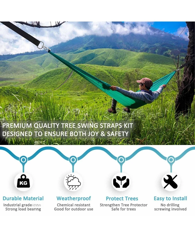 Piscifun Heavy Duty Tree Swing Hanging Kit With Lock Carabiners Protectors 5500 Lbs Capacity