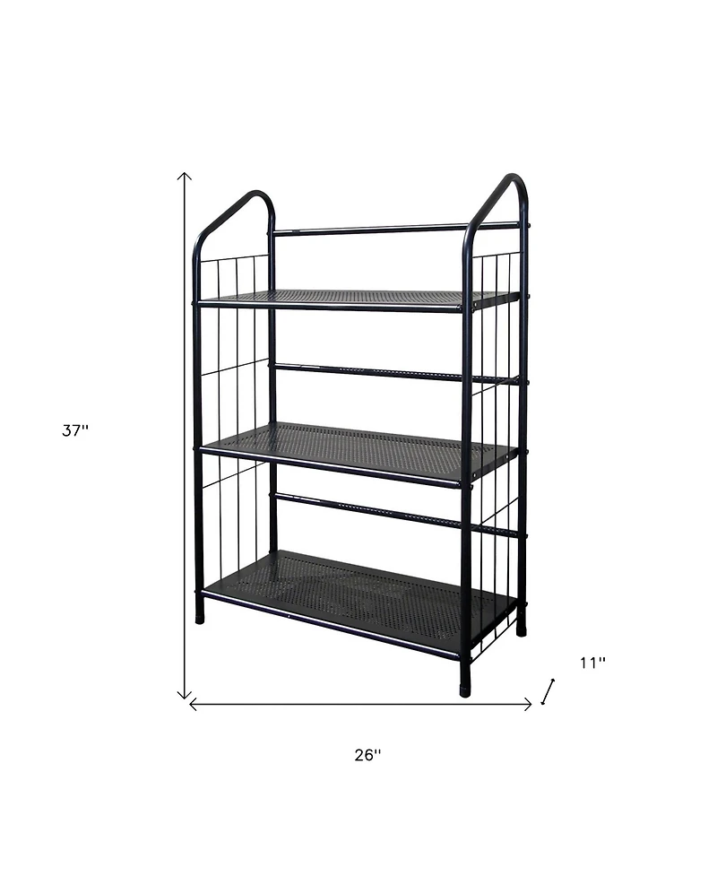 HomeRoots 37" Metal Three Tier Bookcase