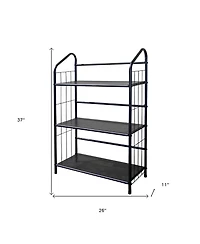 HomeRoots 37" Metal Three Tier Bookcase