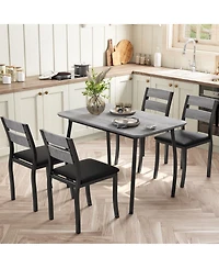 homfan Dining Table Set of 5, Wooden Kitchen Table with Metal Frame and Upholstered Chairs for Small Space Apartment