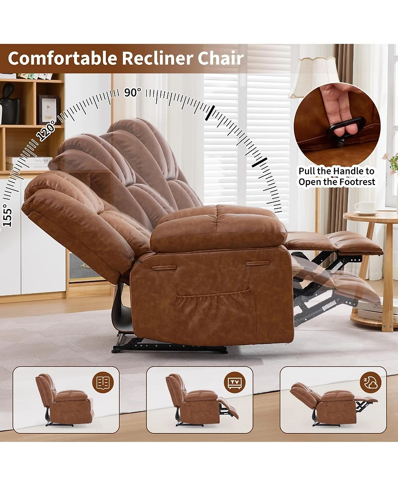 homfan Oversized Recliner Chair for Adult,150degree(s)Recliner Chairs Ergonomic Nursery Chairs, Extra Wide Manual Recliners,