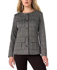 Liverpool Los Angeles Women's Plaid Collarless Field Jacket