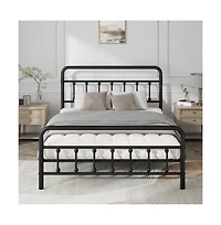 Lucky One Queen Size Metal Bed Frame with Headboard, Sturdy Structure, Under-Bed Storage, No Box Spring Needed
