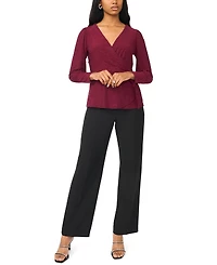 Msk Petite Faux-Wrap V-Neck Top