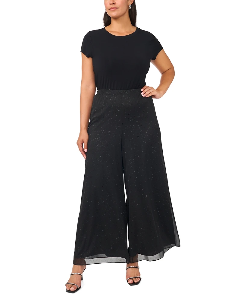 Msk Plus Sparkle Mesh Mid-Rise Pull-On Pants