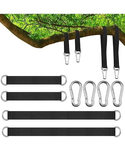 Piscifun 4 Short Straps Tree Swing Hanging Kit Heavy Duty Suspension For Hammock Fitness