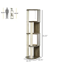 Ruie 65 Inch Corner Cat Tree Tall Multilevel Tower with Sisal Scratching Posts