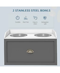 Ruie Elevated Dog Feeding Station with Storage Drawer and Two Raised Bowls for Large Dogs