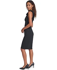 Karl Lagerfeld Paris Women's Scuba Crepe Pearl Trim Crewneck Sheath Dress