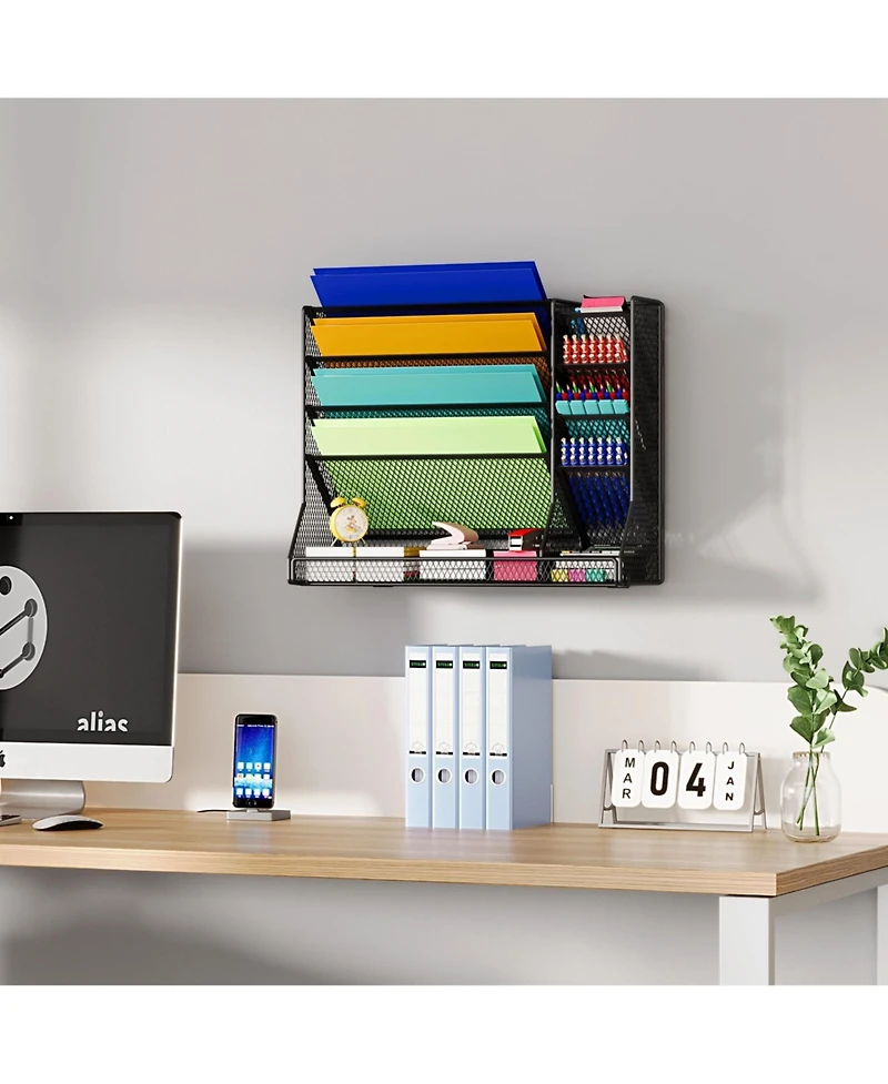 Danrong Metal Wall Desk File Organizer Adjustable Detachable Dividers